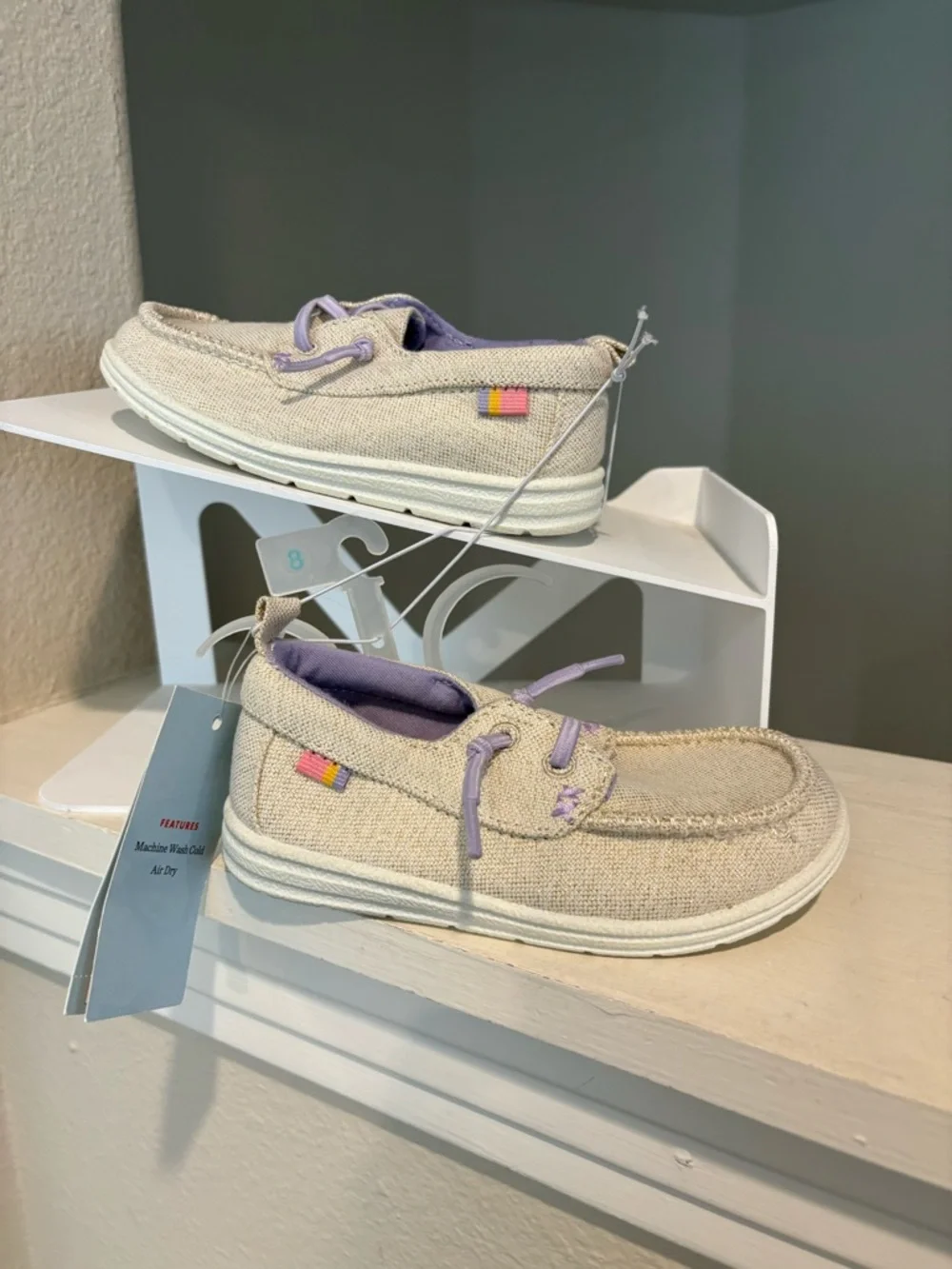 Girls Bobby Sneakers Slip On Beige/ Purple Cat & Jack Kids Child Toddler Sz 8